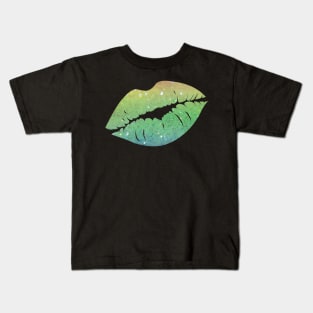 Rainbow Ombre Faux Glitter Lips Kids T-Shirt